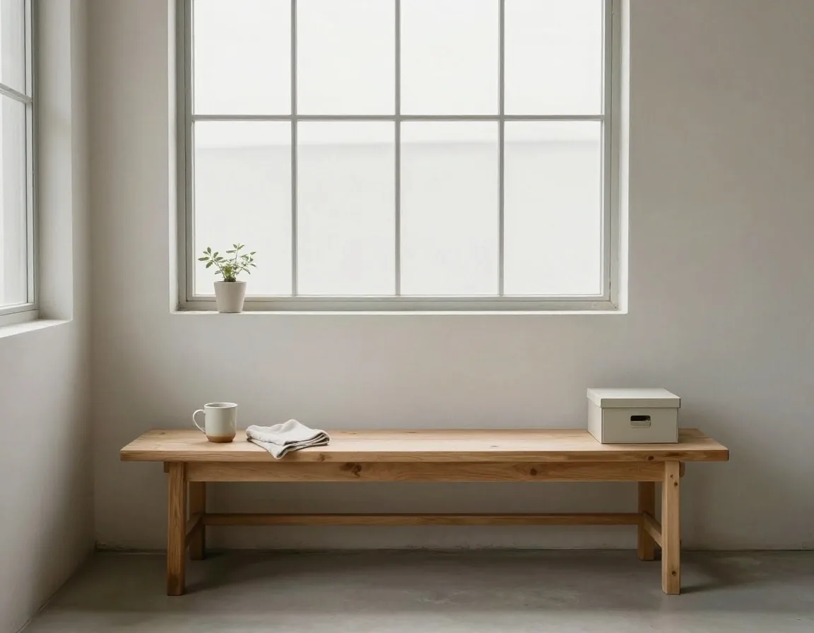 A plain editorial workspace with daylight from a side window